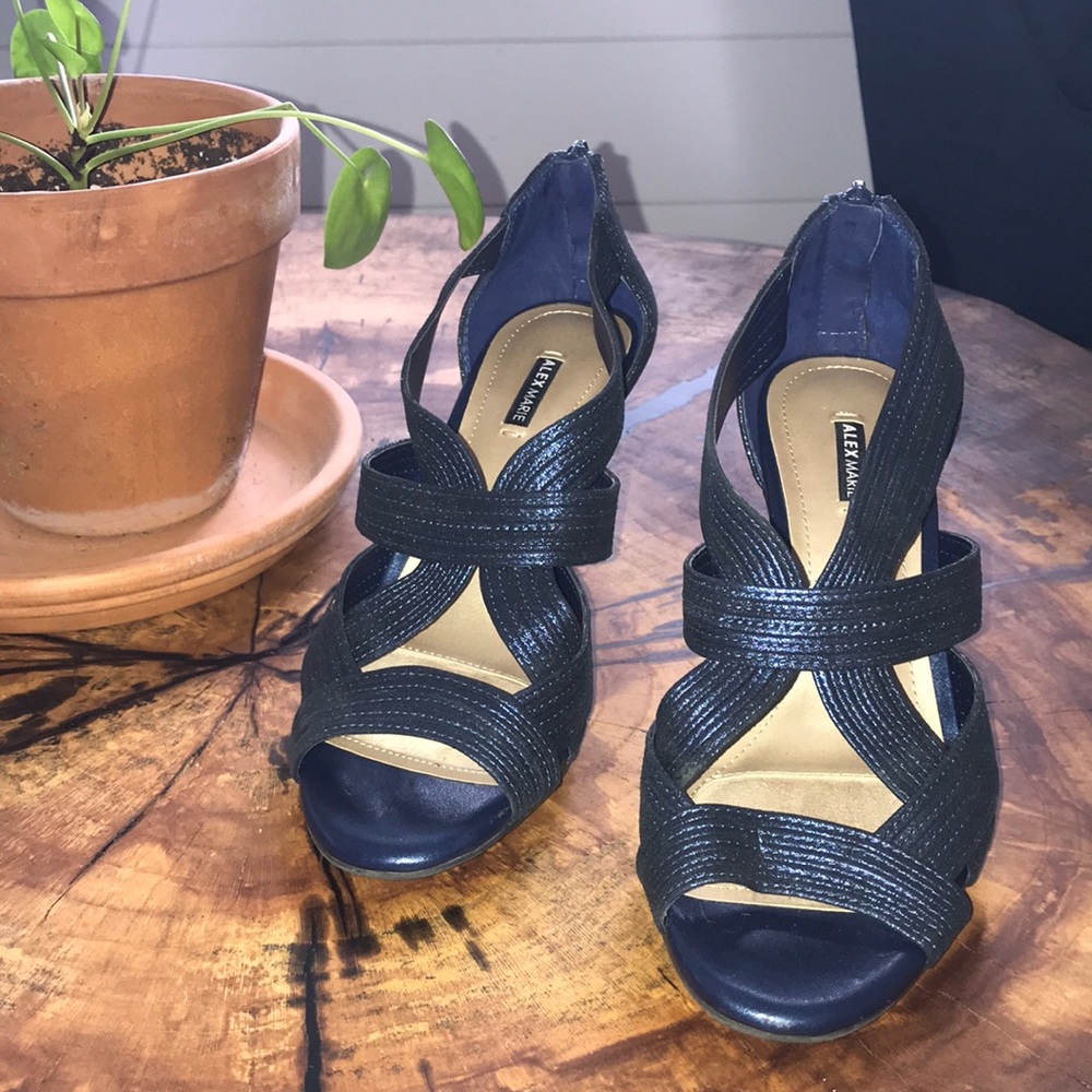 Alex Marie Blue Metallic Heels